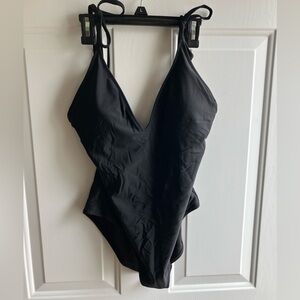 Aerie Black Full Coverage One-Piece with open back